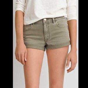 American Eagle Light Green Hi-Rise Shortie Shorts